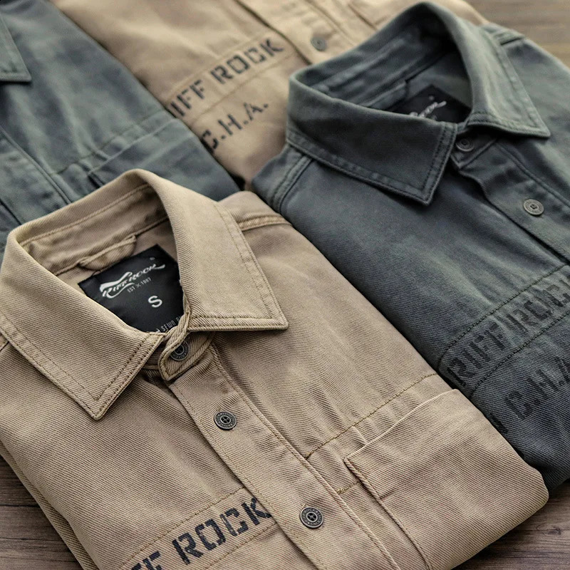 Sansour 2023 100 Cotton Military Shirt Men Long Sleeve Casual Dress Male Cargo Work Shirts With Embroidery 250828