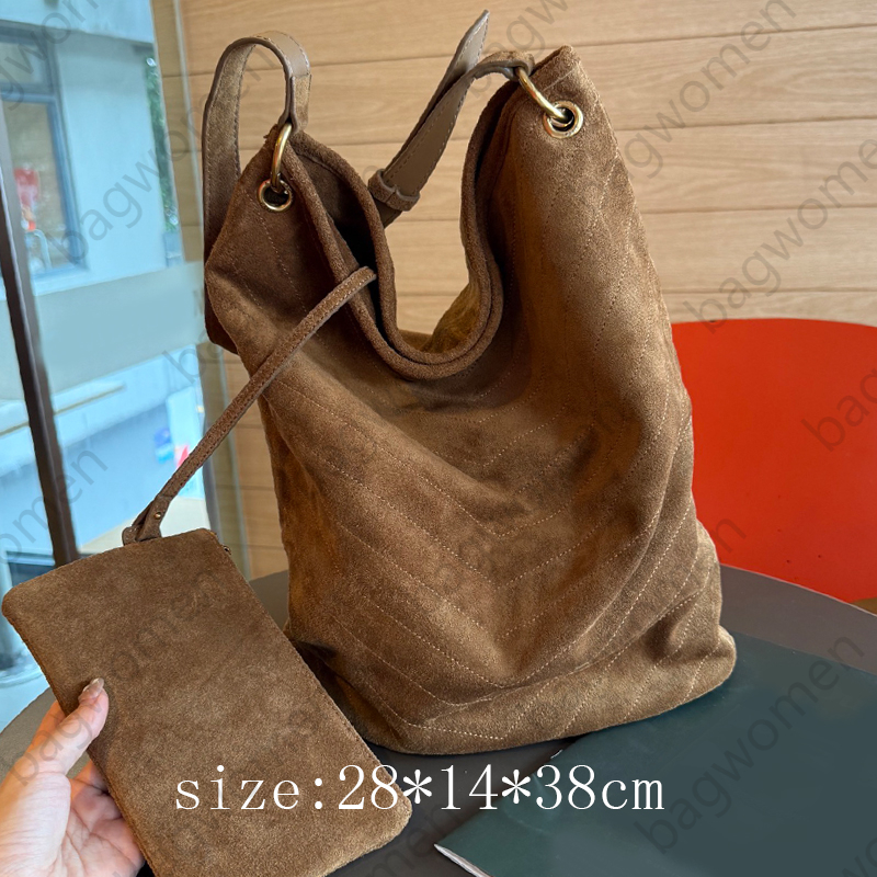 suede bag designer bag hobo shoulder bucket bags tote bag luxury handbag with wallet large capacity bag women bags mirror quality sac luxe brown bag