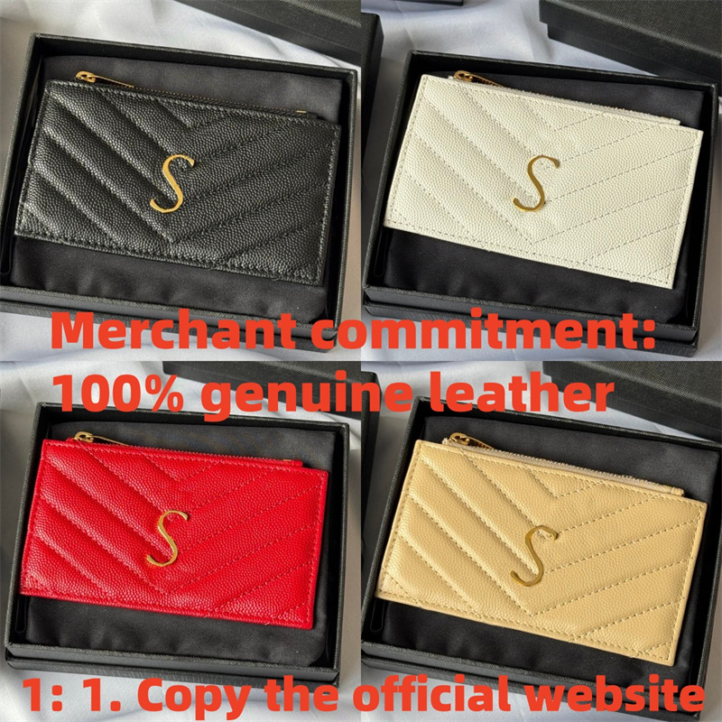 Mirror quality Genuine leather Card Holders Designer Wallets Fashion zipper Coin Purses Womens Keychain id card cardholder Luxury Key wallet small p
