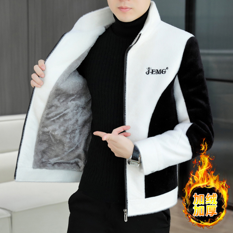 Mink Fur Mens Woolen Jacket Winter Thick and Warm Casual Trench Coat Korean Fashion Wool Blends Overcoat Men Clothing 250828