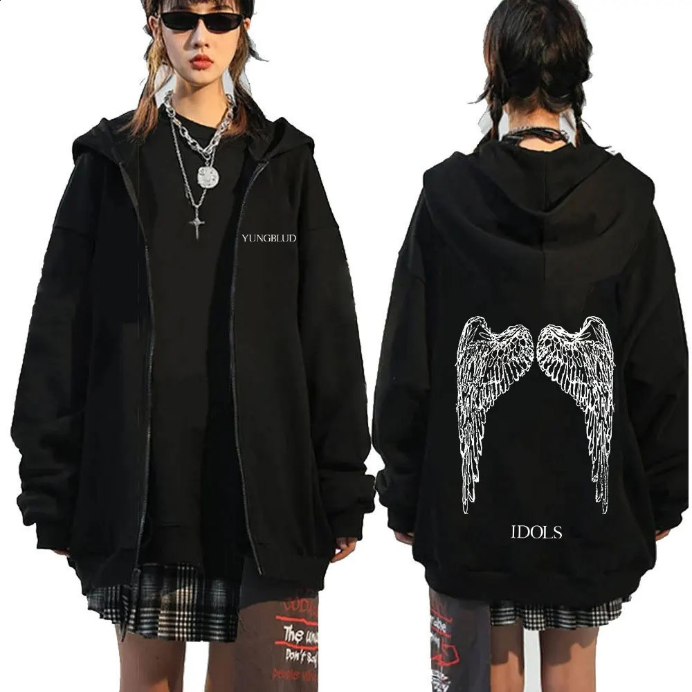 Yungblud IDOLS Wings Album Tour 2025 Zipper Hoodies Men Women Vintage Fashion Zip Up Sweatshirts Hip Hop Oversized Pullovers 250818