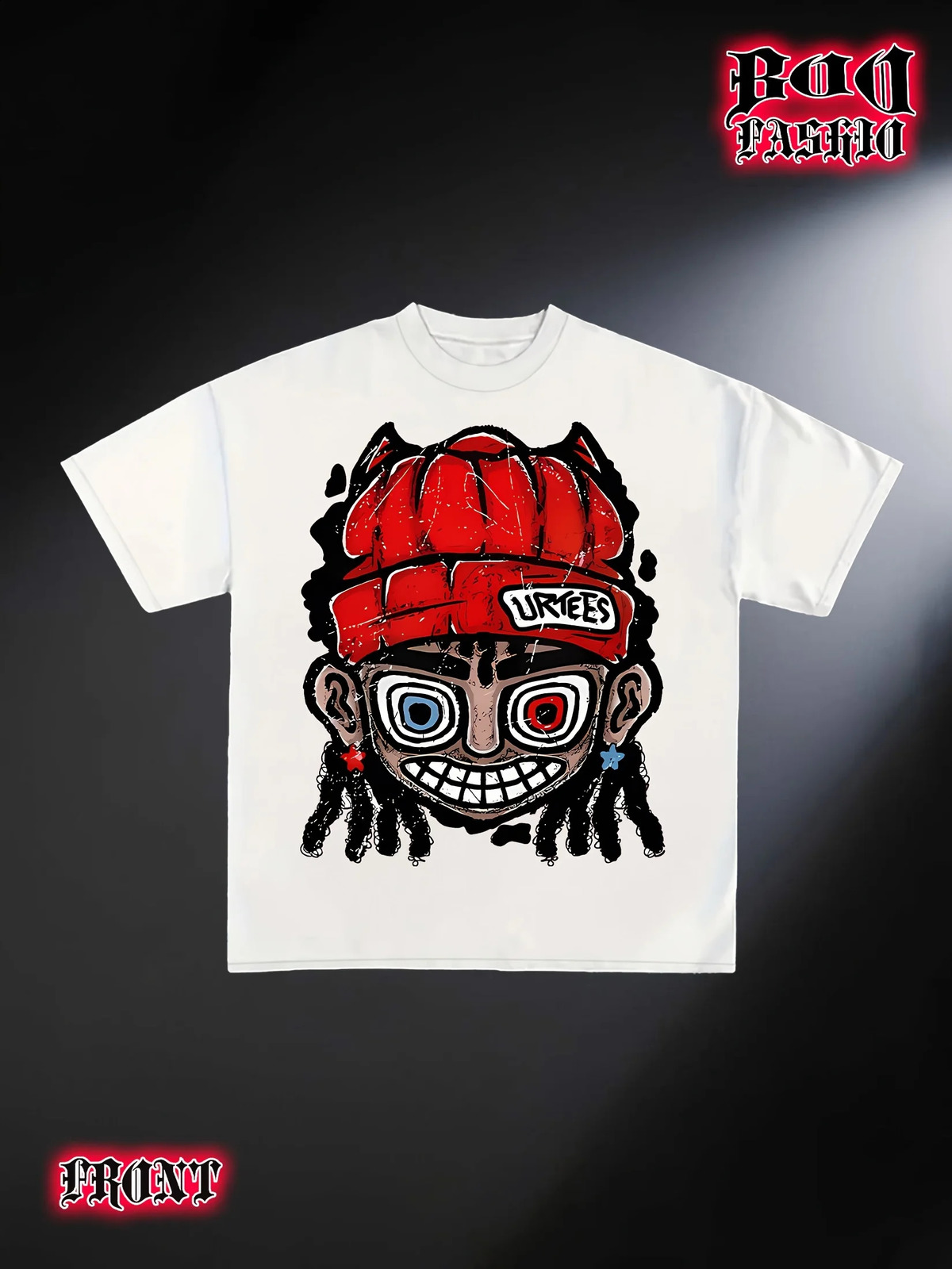 Mens heavyduty cotton Tshirt Y2K street hiphop pattern print loose version crew neck shortsleeved casual Tshirt 250828