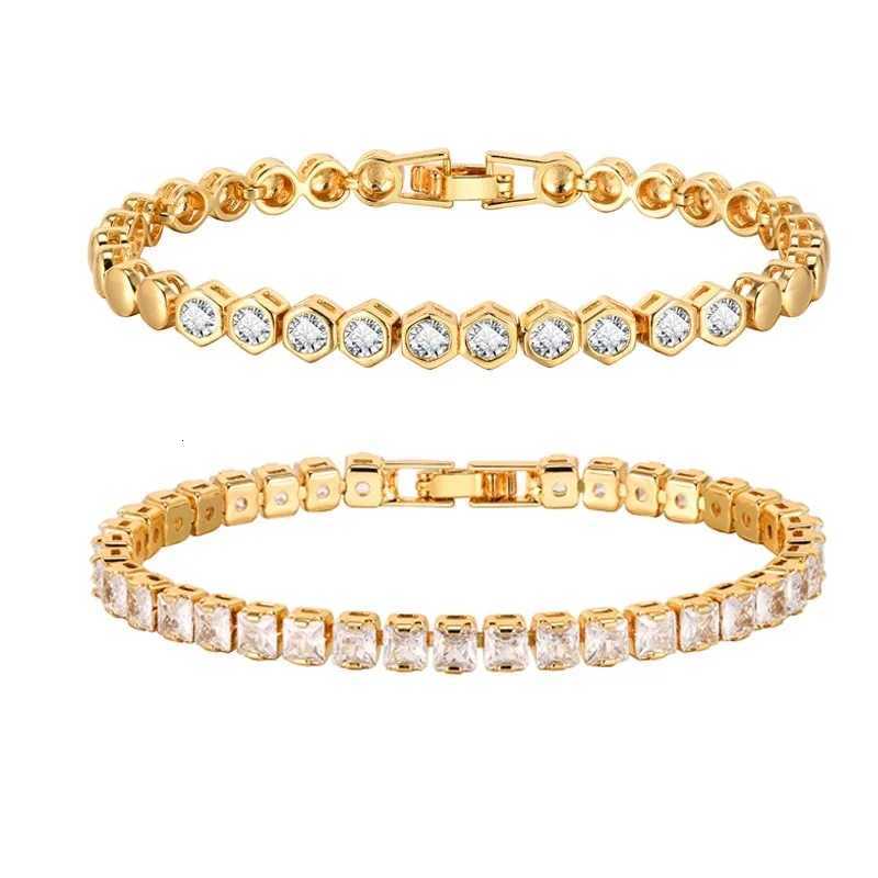 18K Gold Plated Stainless Steel CZ Chain Tennis Bracelet for Women Cubic Zirconia NonTarnish Bridesmaid Jewelry W250828