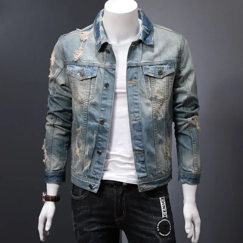 Padded Denim Jackets Man Warm Button Korea Elatic Clothing of Fabric In Lowest Price Joker Lxury Worn Washed Cowboy Coat for Men 250828