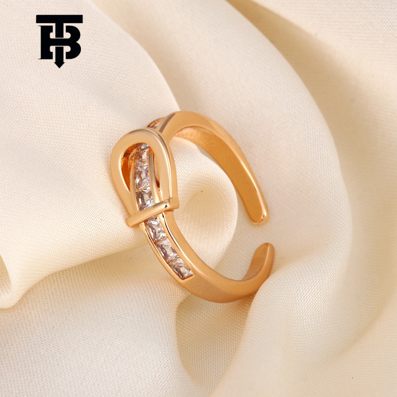 Free Shipping For New Designer Accessories Unique Niche Design Index Finger Ring For Women Precision Belt Diamond Open Ring For Women Wholesale And