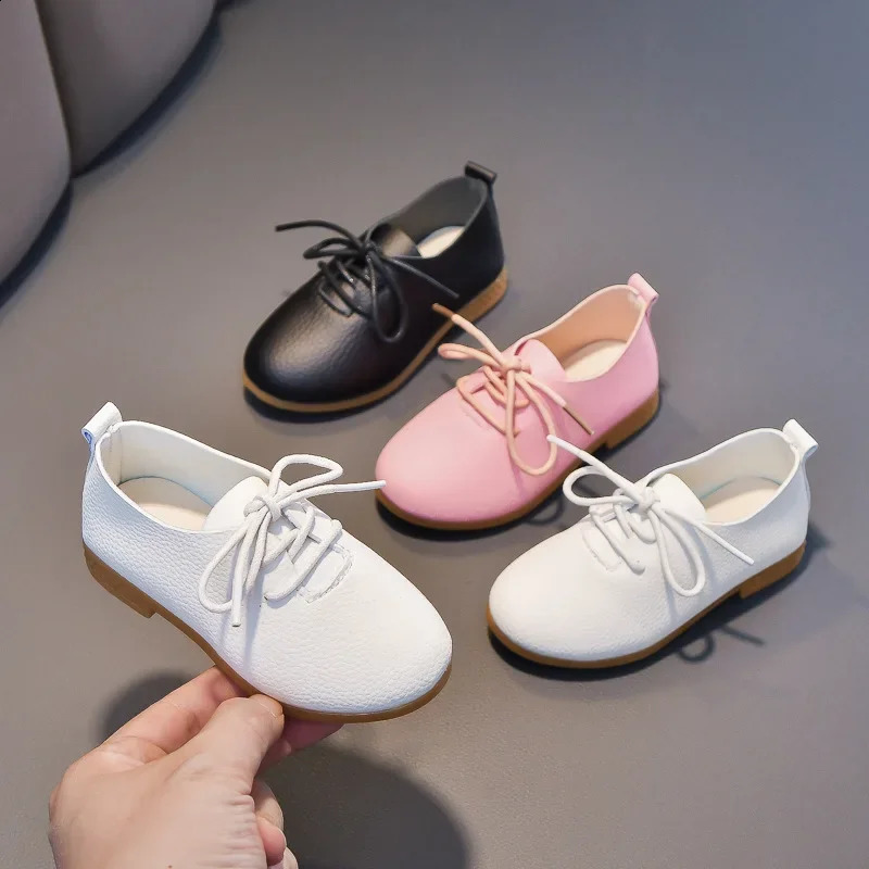 Kids Flat Shoes Solid Color Matte PU British Style Children Leather Shoes Nonslip 2025 Fashion Boys Girls Chic Shoes Soft250828