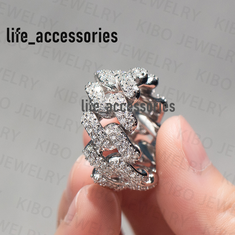 Fine Jewelry Hot Sale Hip Hop Cuban GRA VVS Moissanite S925 925 Sterling Silver Gold Plated Mens Certified Moissanite Ring