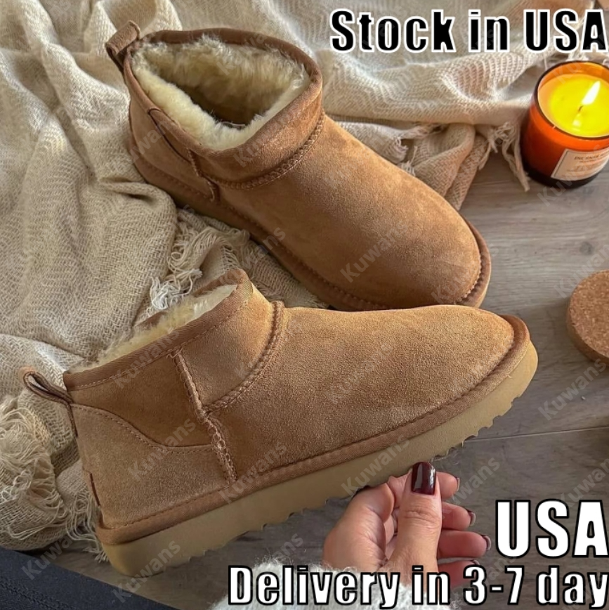 Designer Classic Ultra Mini Boots Snow Micro Boot Platform Short Women Men Fur Sheepskin Tasman Tazz Chestnut Sand Mustard Seed Boot size 35-43