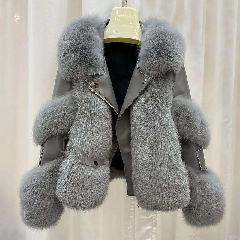 Women's Down Women's Clothing Fox Quilted Casual Style Fur Coat Loose High Quality