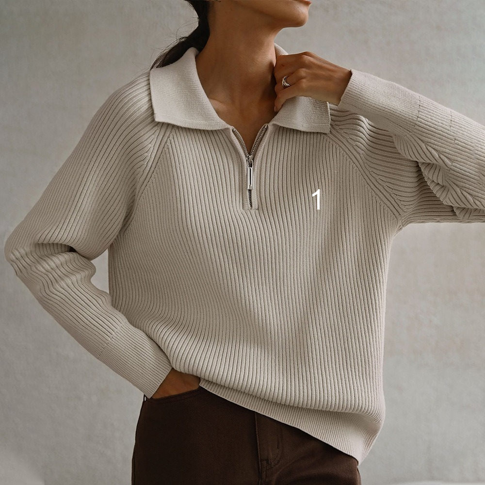 Women Knitted Sweater Autumn and Winter Knit Trends Versatile and Casual Polo Lapel Pullover Sweatshirt MY0139