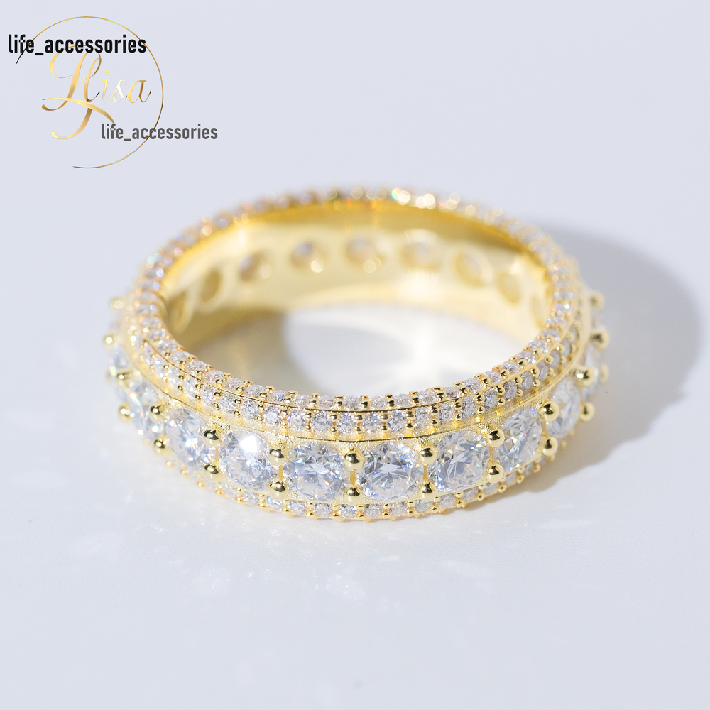 High Quality 4.7CT Lab Grown VVS Diamond Wedding Ring Luxury Yellow Gold 925 Sterling Silver Band Fine Women Jewelry
