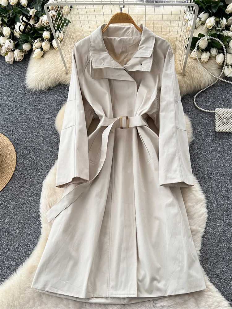 2025 Winter Fashion Streetwear Loose Long Windbreaker SINGREINY England Style Women Coat Senior Long Sleeves Sash Warm Outerwear Z250828