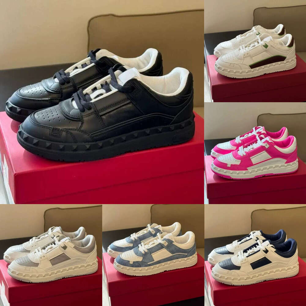 sneaker designer men woman shoes causal fashion athleisure classic thick bottom Leather Trainers canvas Fuchsia trainers Shoes with rivets