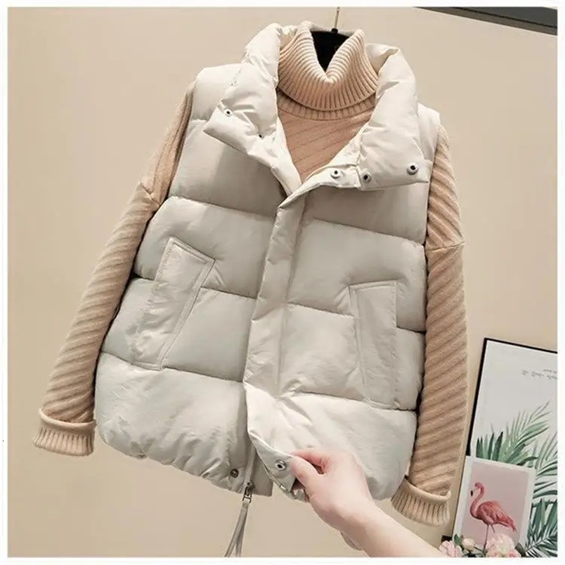 Womens Short Puffer Vest Autumn Winter Style Warm Cotton Jacket Slimming Outerwear Fashionable Chinese AE Stock250827ww