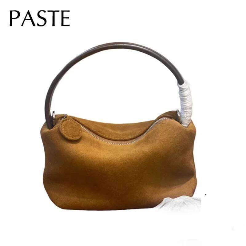 New Autumn High-End Small Flap Matte Deep Red Coffee Color Suede Cow Leather Women Crossbody Bag Lunch Box Shape Handbag 20250805