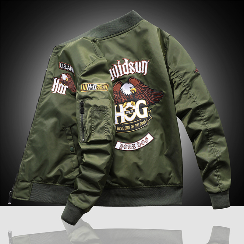 Eagle Flight Jacket Mens Workwear Spring and Autumn Pilot Baseball uniform Tactical Suit ed Heavy Industry Blac 250828