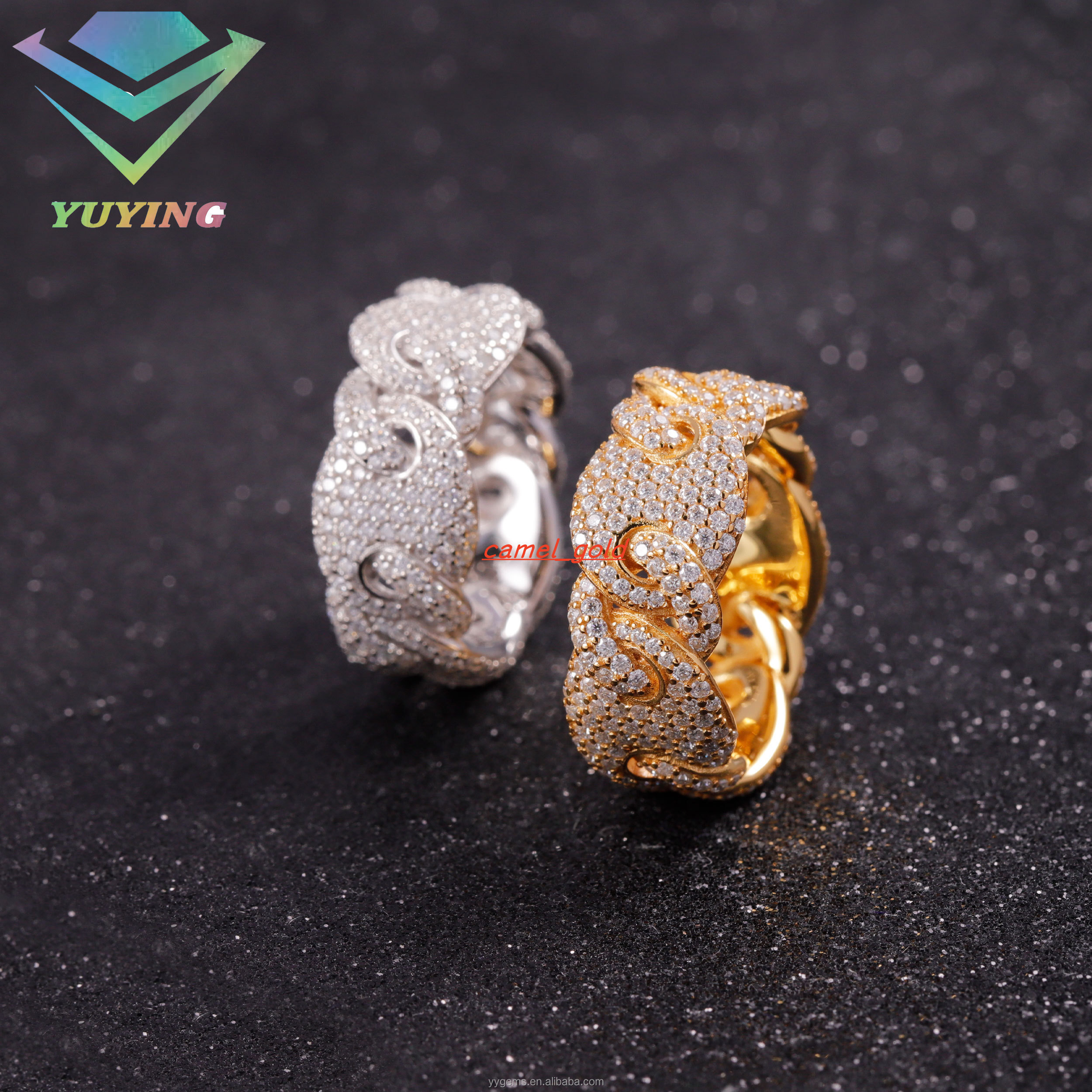 Fast Delivery Factory Price 10k 14k 18K Gold S925 Silver Iced Out VVS Moissanite Custom Rings Rapper Jewelry