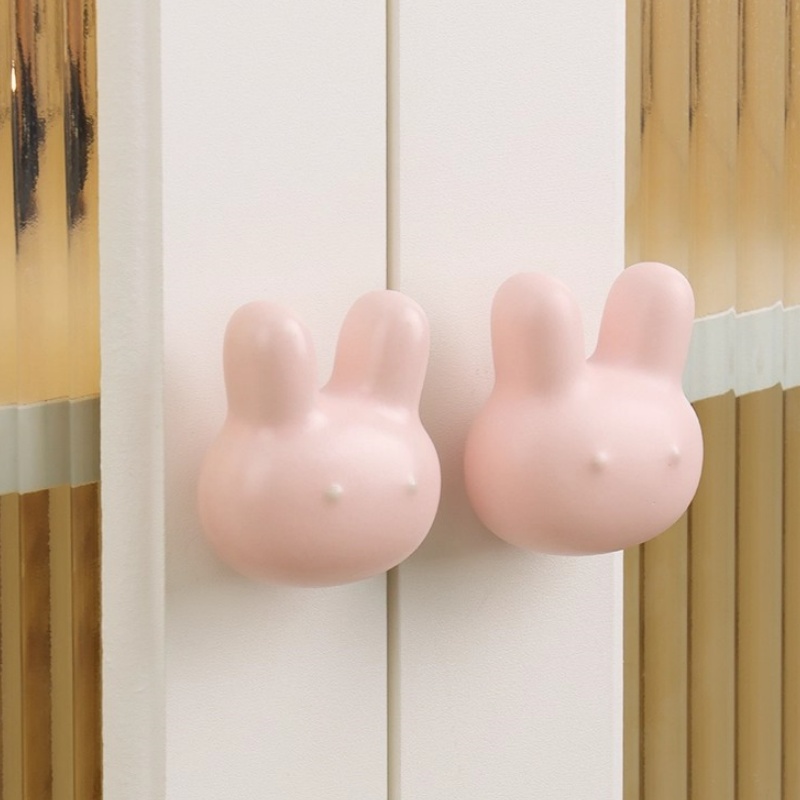 Multi-Color Ceramic Rabbit Head Handles - Cute Bunny Design, Durable for Cabinets/Drawers, Easy Install for Home Renovation-image-1072951395