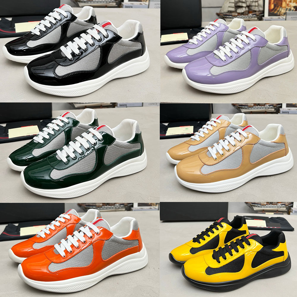 brand mens designer Americas Cup biker fabric sneakers 3E6420 Flat cotton laces womens Linea Rossa logo badge sneaker Fashion Comfort Sports Casual