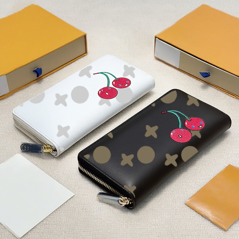 Brand Women Organizer Wallet Large Capacity Multiple Card Slots Zipper Coin Purse Genuine Leather Classic Print INS Style Trendy Credit Card Holder