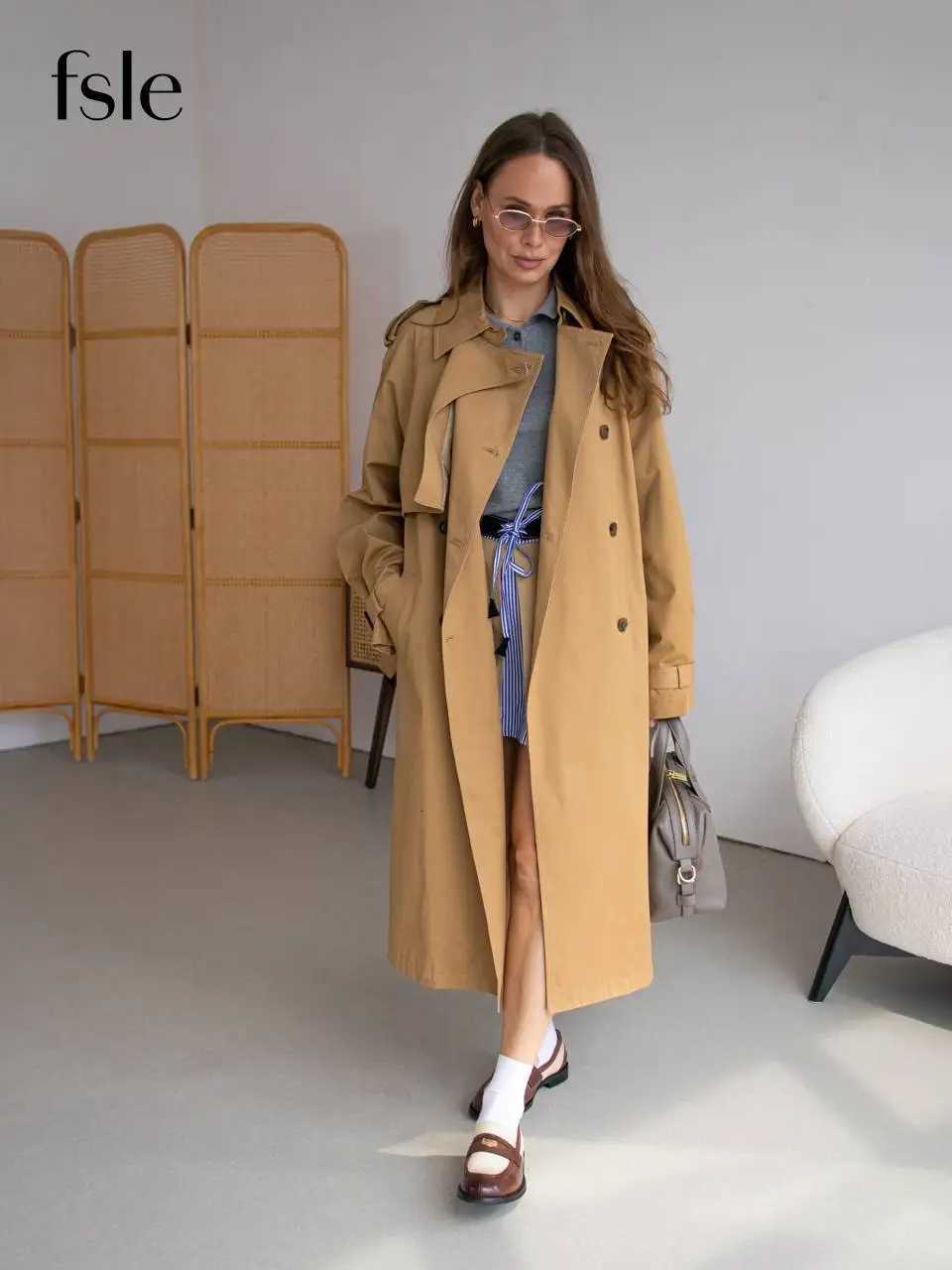 2025 New Women Trench Khaki Spring Autumn Long Jacket Coat Turn Down Collar Full Sleeve 100 Cotton Women Oversized Trench Z250828