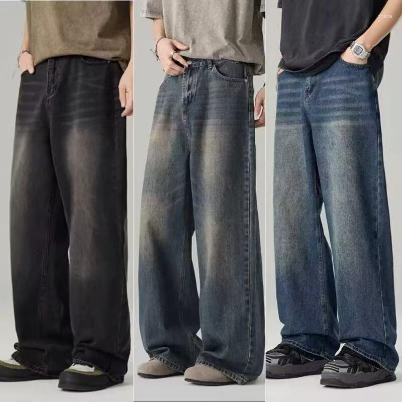 Men's Jeans American Vibe Washed Wide-Leg 2025 Spring And Autum Retro Distressed Loose Straight Pants