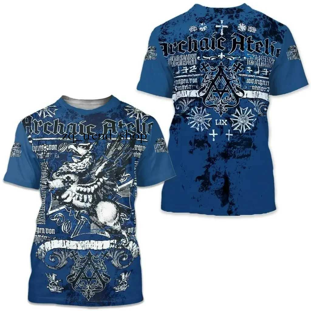 Mens Casual Tops Archaic Afflictions Colisson T-Shirt Retro 3D Graphic Print Shirt Short Sleeve T-Shirt Oversized Streetwear Top 483 56 f9 57