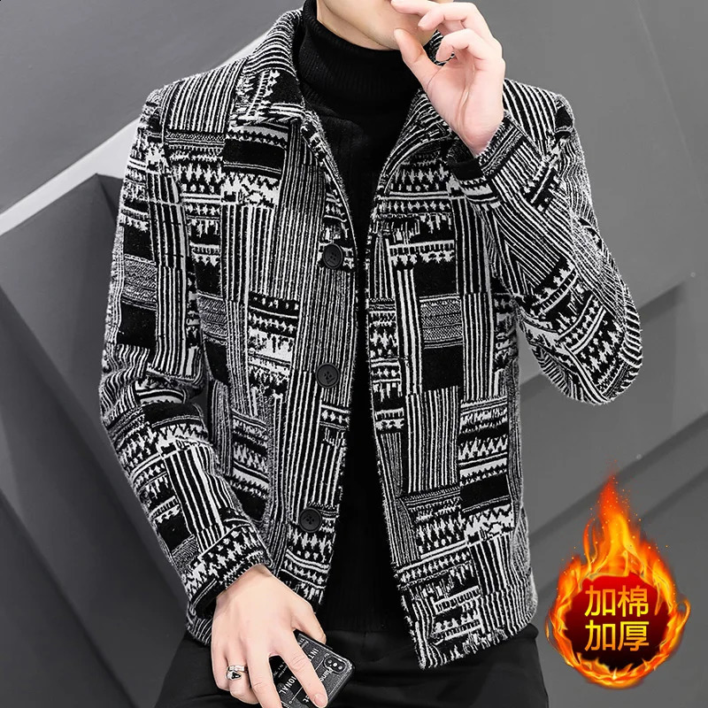 clothing Men High Quality Leisure plaid Woolen cloth coatMale slim fit winter keep warm Coats 250827