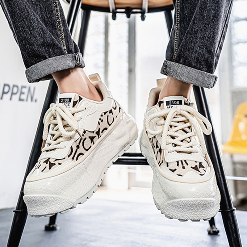 designer shoes breathable sneakers casual mens trainers fashion trend beige black versatile thick-Sole comfort non-slip mens shoes size 35-40