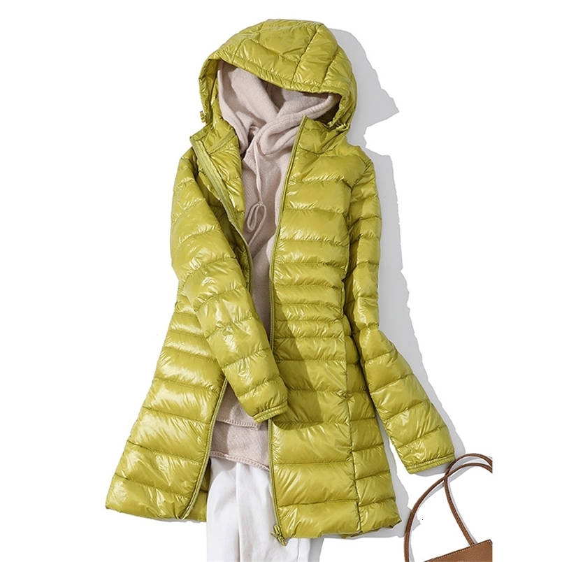 Winter Jackets Women White Duck Down Long Coat Female Hooded Quilted Parkas Ultra Light Portable Down Coats for Women250827