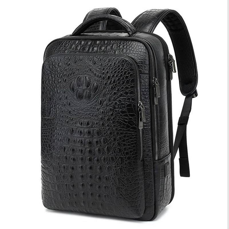 Men's Genuine Leather Backpack Large Capacity Business 16-Inch Computer Travel Crocodile Pattern Waterproof Bag high-quality