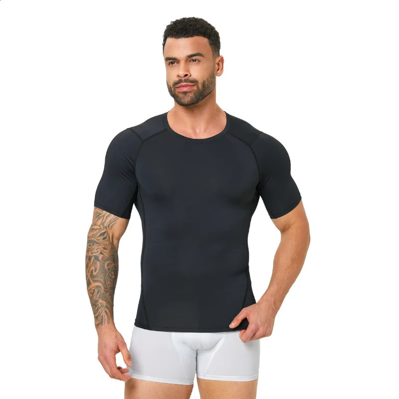 Mens butterfly net sports short sleeved tight fitting shaping Tshirt breathable and comfortable fitness training sports vest 250827