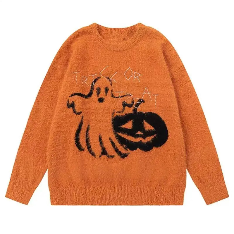 Pumpkin Halloween Atmosphere Knitted Sweater Womens Jacquard Sweater Loose Pullover Long Sleeved Sweatshirt 250828