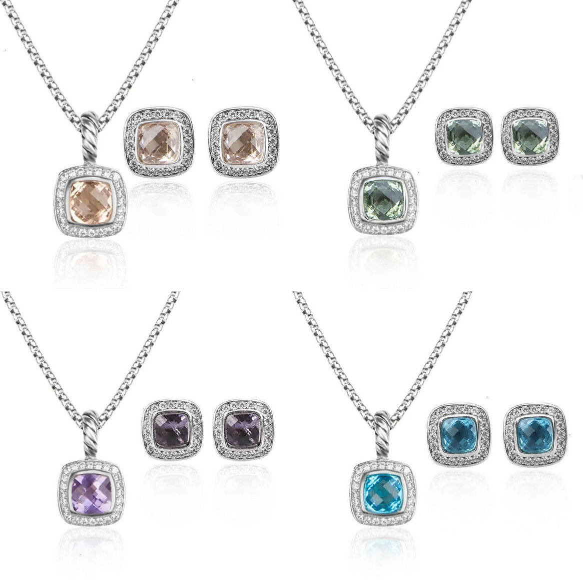 designer jewelry necklace earrings jewelry set luxury earrings silver necklace colorful womens best matching wedding gift jewelry luxury design jewe