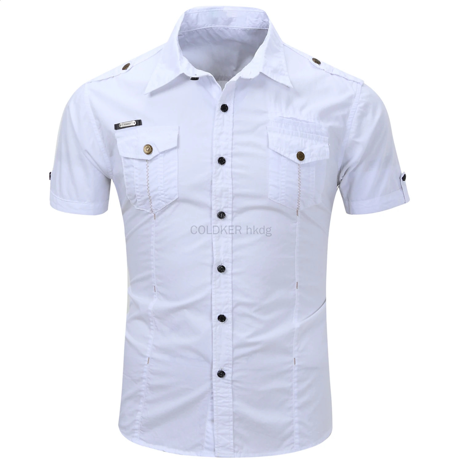 Euro Size White Short Sleeve Mens Uniform Shirt Safari Summer Casual 100 Cotton Cargo Outdoor Pocket Work Shirts for Men 250828