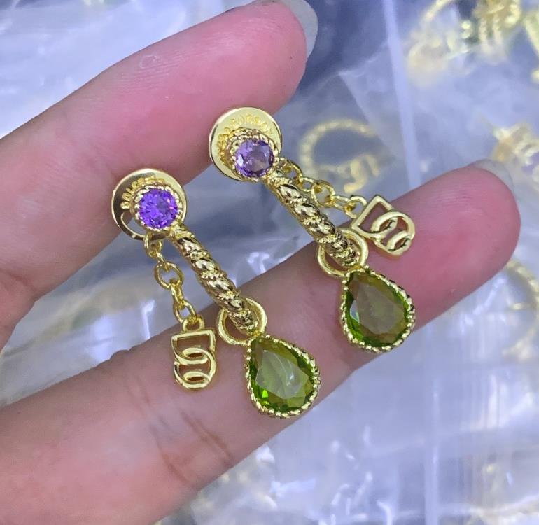 New Designed women letters COLORS crystal earring Copper gold Plated ear studs fashion Designer Jewelry