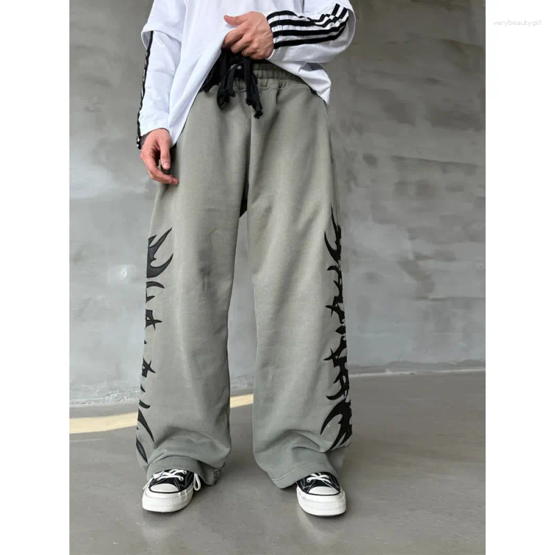 Men's Pants 2025 Y2K Gothic Harajuku Printed Loose Straight Hip Hop Casual Street Wear Elastic Waist Unisex