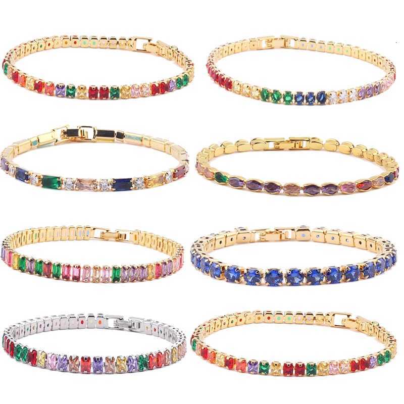 2022 New Rainbow Crystal Tennis Bracelets For Women Bracelet Set 18K Gold Silver Colorful Zirconia Women Bridal Wedding Jewelry W250828