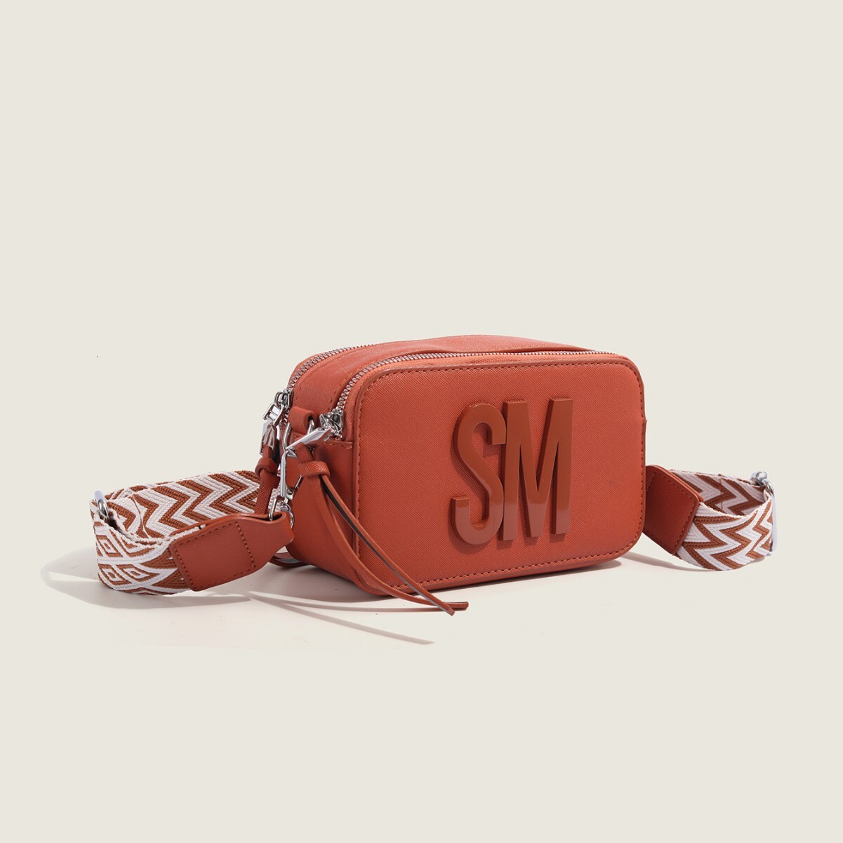 Textured Camera for Women Fashionable Shoulder Wide Strap Crossbody Letter Casual Small Square Bag Trendy