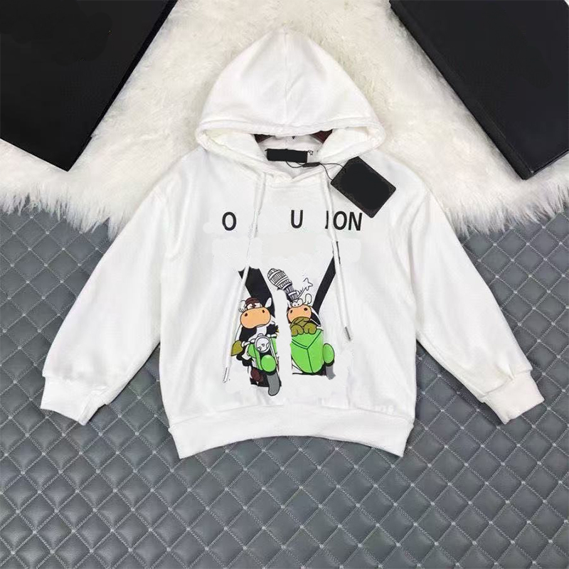 New autumn and winter hooded thick hoodie for boys, girls, and babies. Cotton and velvet printed comfortable long sleeved top trendy