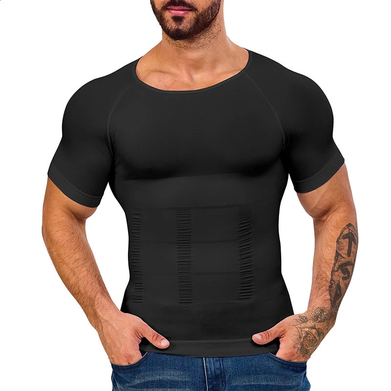 Men Body Shaper Tight Compression Shirts Tummy Control Abdomen Slimming Shaping Back Support Gynecomastia Reduce Boobs Underwear 250827