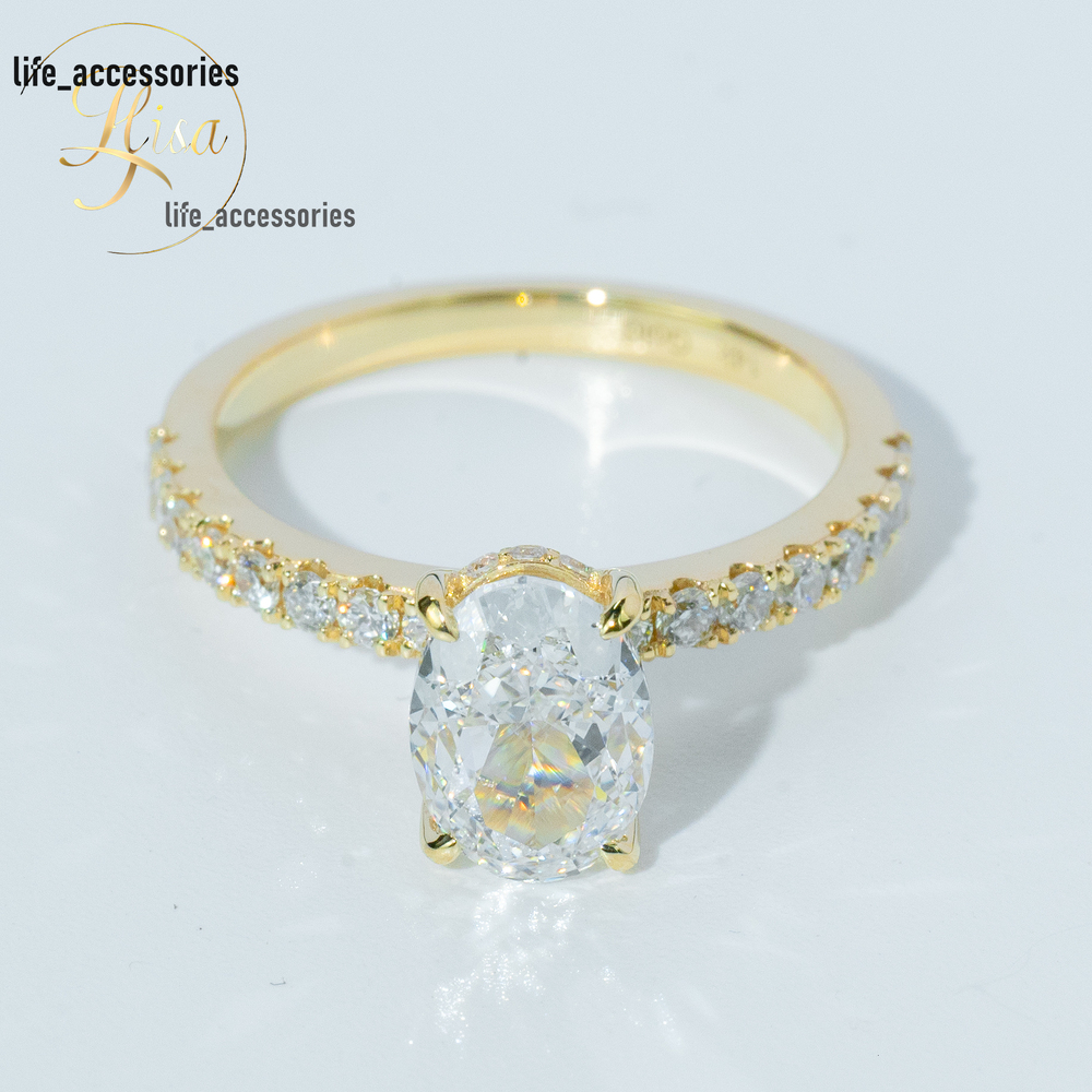 Custom 2.1CT Vvs Lab Grown Diamond Engagement Rings for Women Luxury Yellow Gold 925 Silver Diamond Engagement Ring Fine Jewelry