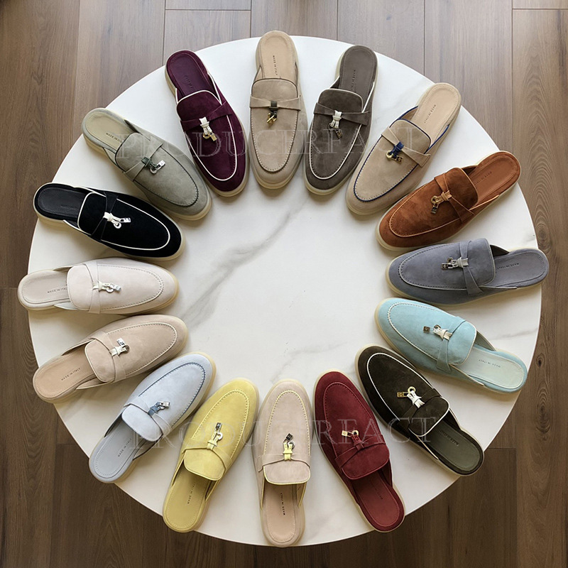 Loafers Designer Shoes Luxury Fashion Business Cashmere Leather Flat Shoes Low Top Suede Cow Oxfords Casual Pink Women Men Shoe Slippers Slip-On Cas