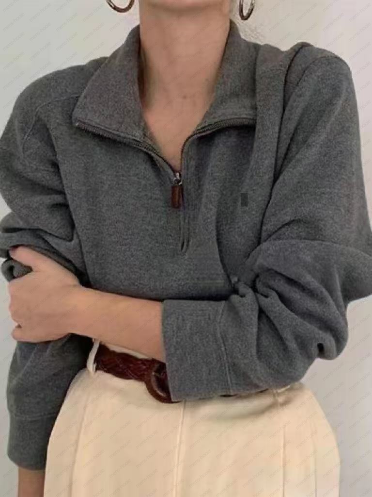 Women's pullover designer sportswear, high-quality pure cotton hooded sweatshirt, high-quality embroidered stand up collar, autumn and winter w