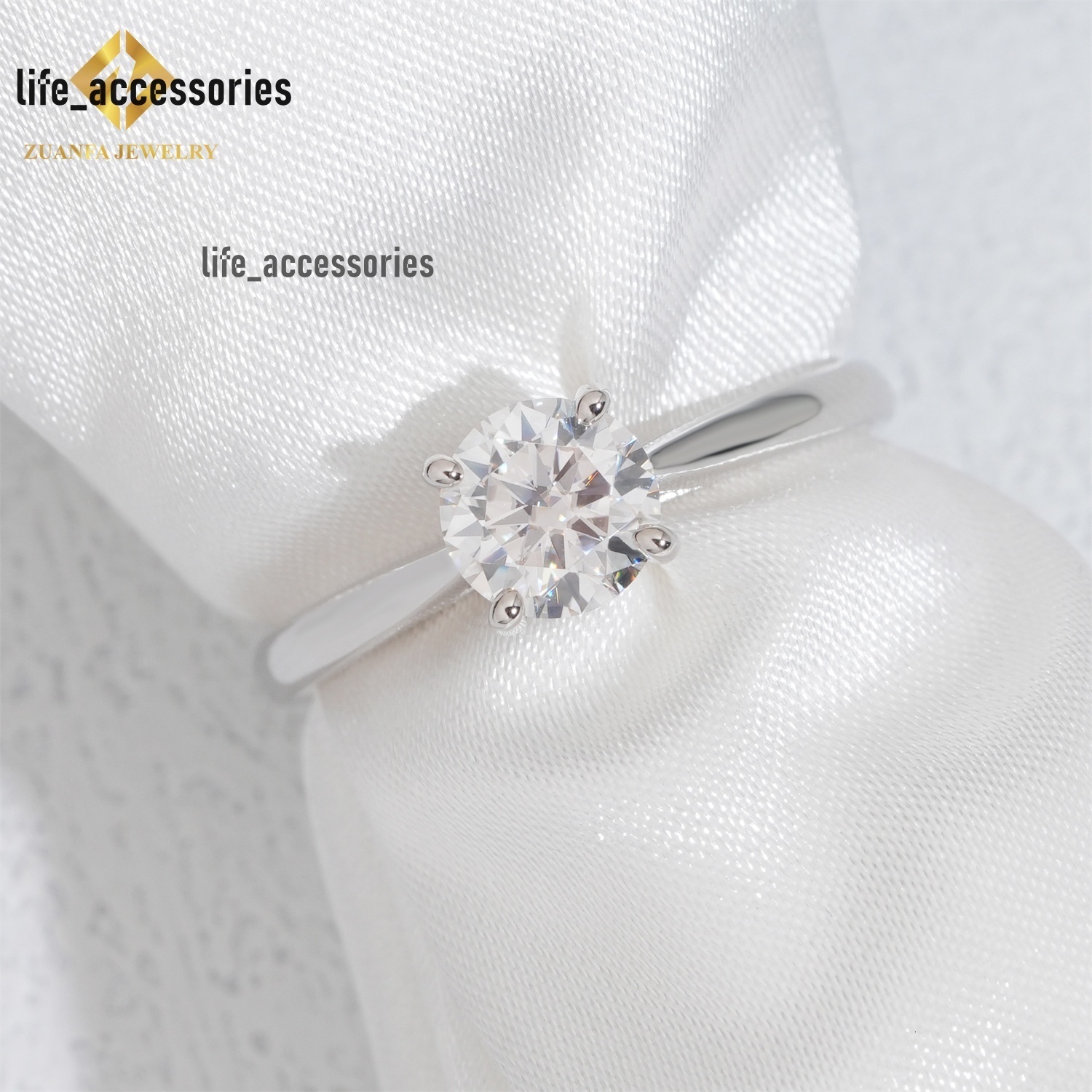 GRA Certificate Custom 925 Sterling Silver Fine Jewelry 1ct Engagement Ring Fashion Moissanite Ring for Women