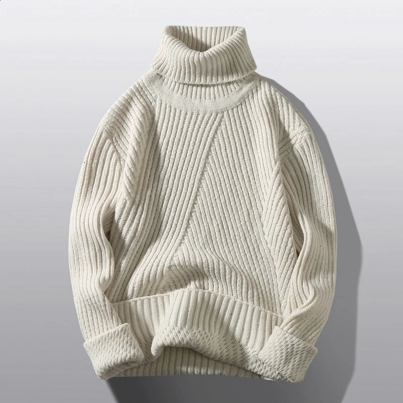 Mens Classical Turtleneck Sweaters Solid Color Winter Long Sleeve Sweatshirts Slim Fit Youth Knitted Basic Casual Pullovers 250828BJ