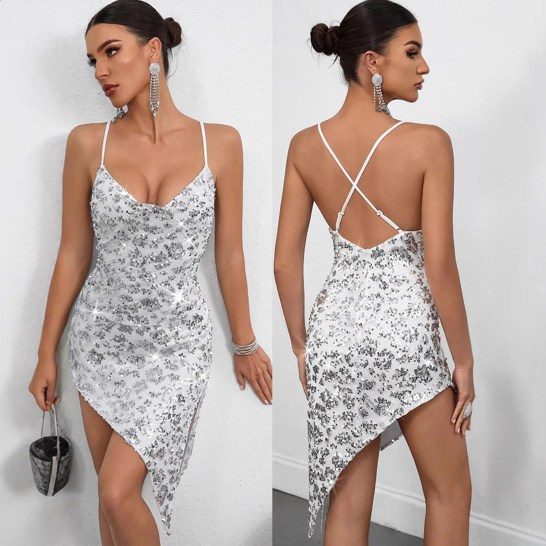 Sexy Irregular Womens Dresses Halter Club Elegant Party Short Summer Dress Woman Clothing Bodycon Evening Prom Vestido X98 250827