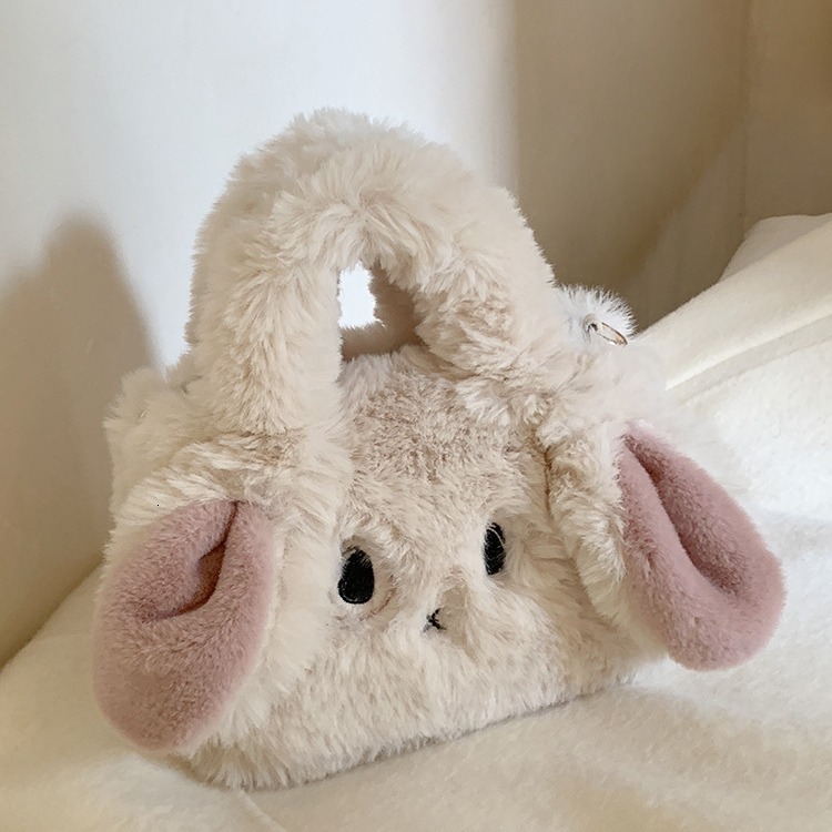 Super Cute Plush for Female Students Cartoon Long-Eared Rabbit Handbag Autumn Winter Sweet Girl Matching Crossbody Bag