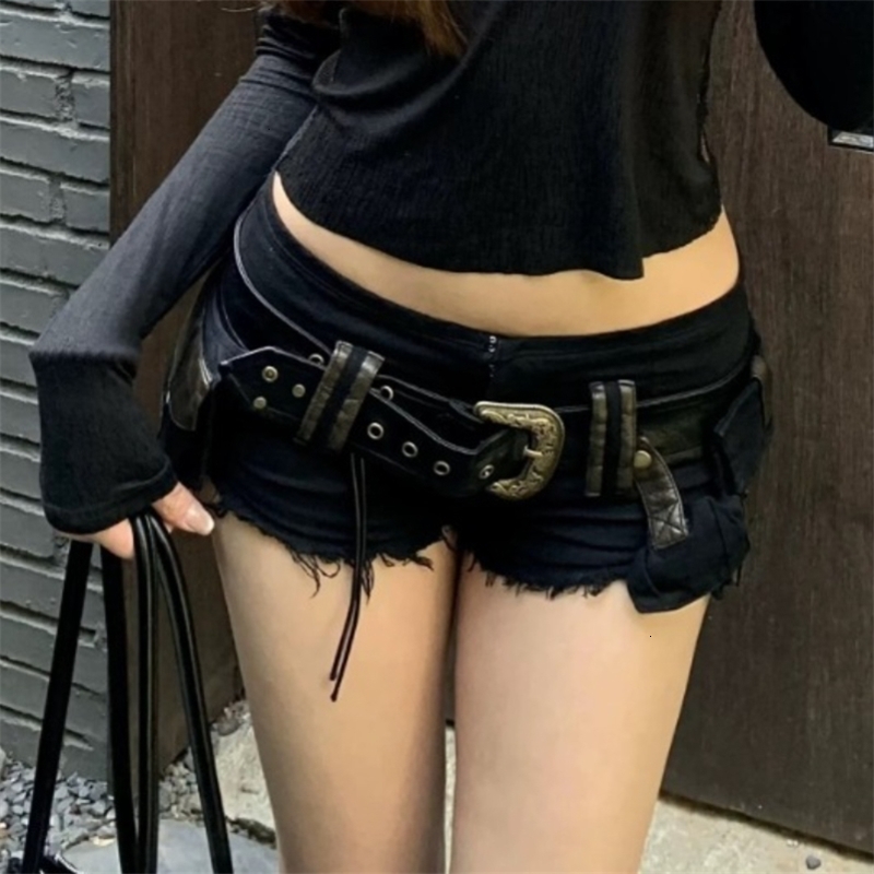 American High Street Y2k Babes Mini Shorts Vintage Style Cargo Denim Pants Women Retro Low Rise Summer w250828