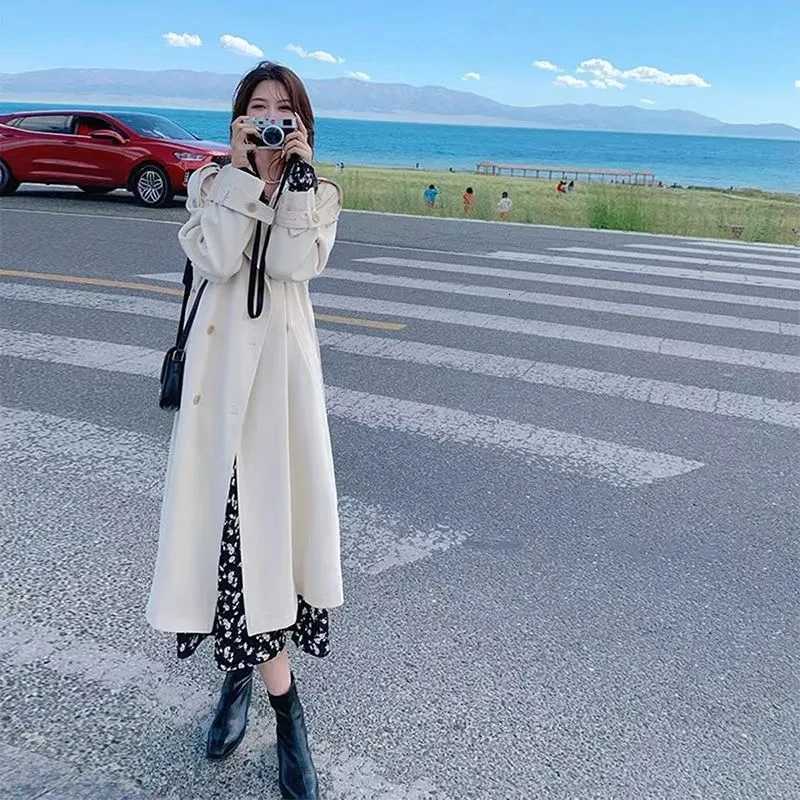 2025 Spring Autumn Ladies Popular Womens Long New Coat British Windbreaker Jacket White Small Female Trench Coat Overcoat Z250828